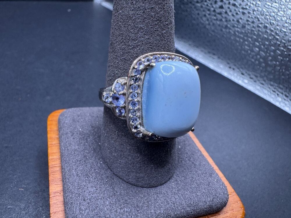 Vtg STS Chuck Clemency Sterling Silver 925 Blue Ring Tanzanite Filigree Sz 10